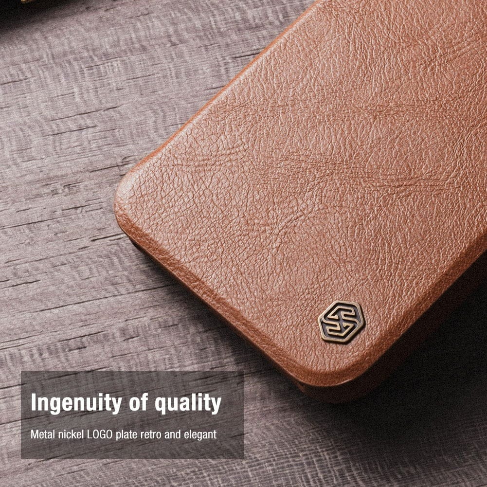 FRATO No Advertising Galaxy S22 Series Camera Protection QIN Leather Flip Case