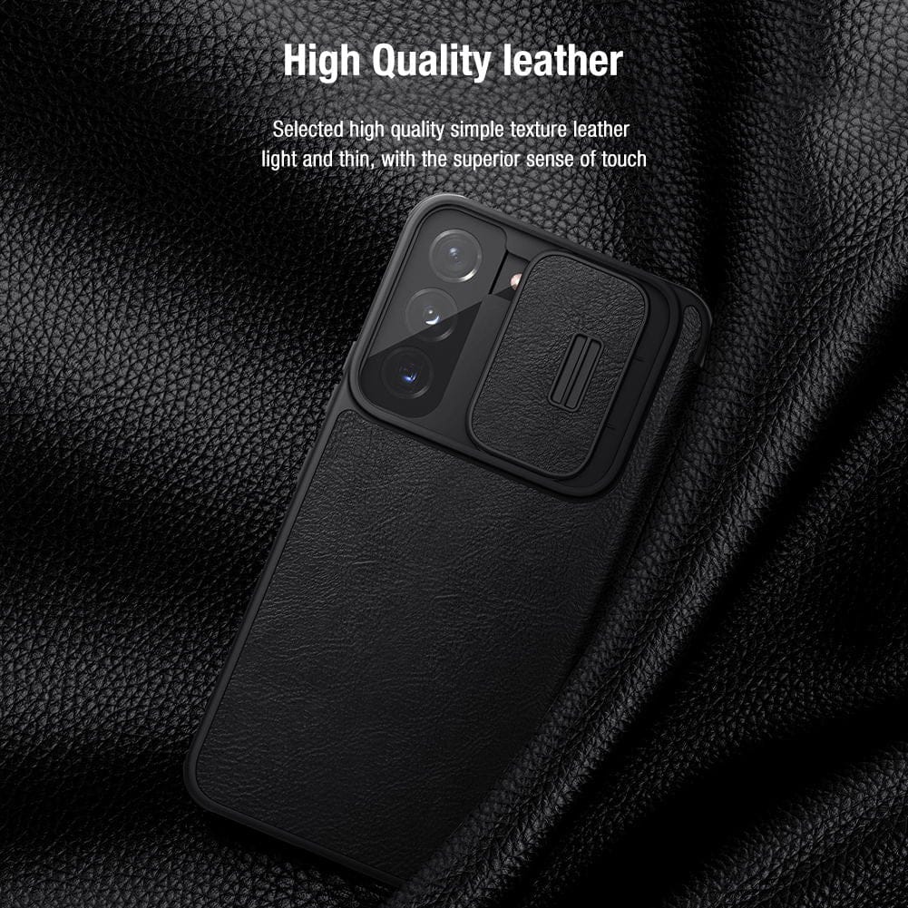 FRATO No Advertising Galaxy S22 Series Camera Protection QIN Leather Flip Case