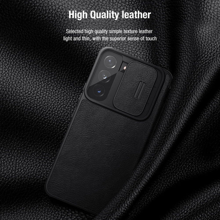 FRATO No Advertising Galaxy S22 Series Camera Protection QIN Leather Flip Case