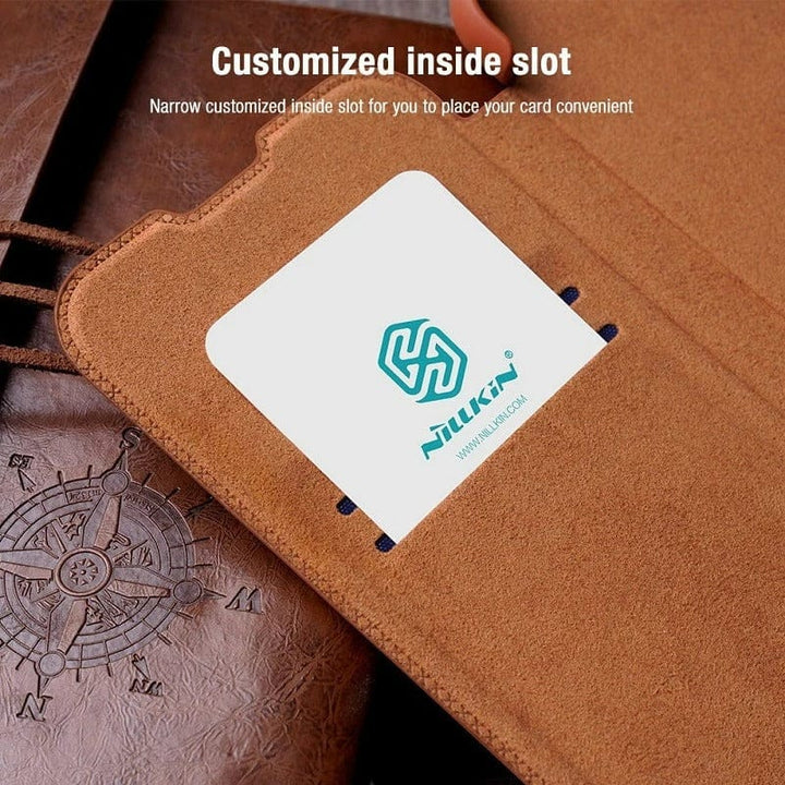 FRATO No Advertising Galaxy S22 Series Camera Protection QIN Leather Flip Case
