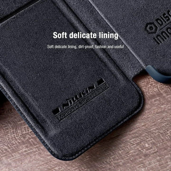 FRATO No Advertising Galaxy S22 Series Camera Protection QIN Leather Flip Case
