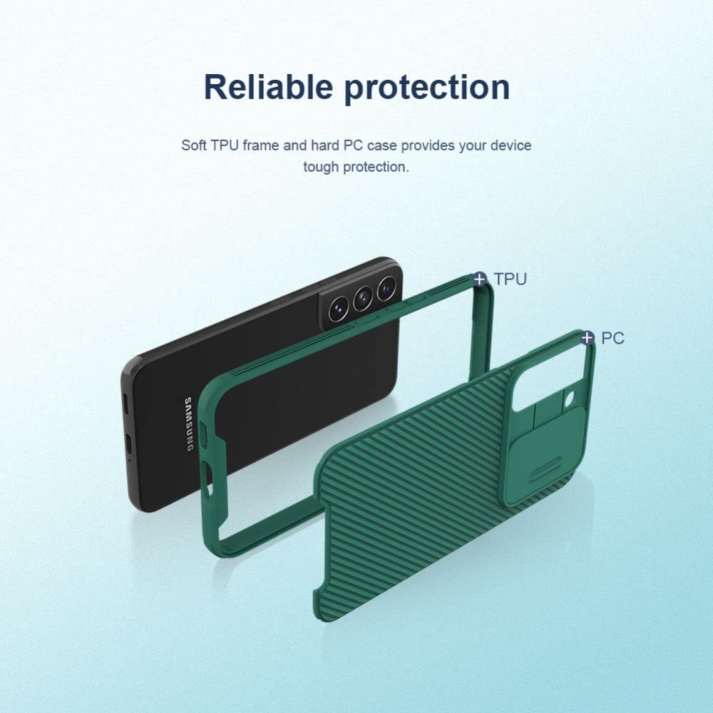 FRATO No Advertising Samsung Galaxy S22 Plus Camshield Case Cover Black
