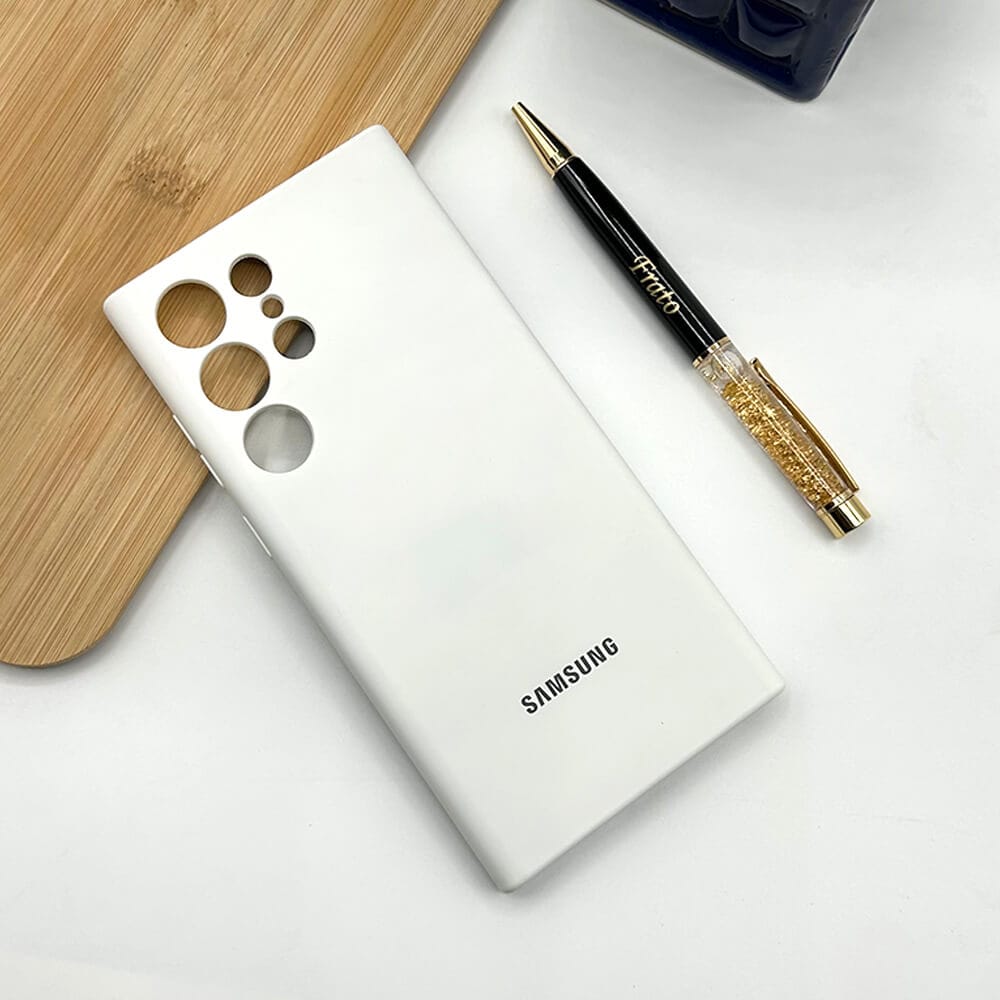 FRATO No Advertising White Samsung Galaxy S23 Ultra Liquid Silicone Case Cover