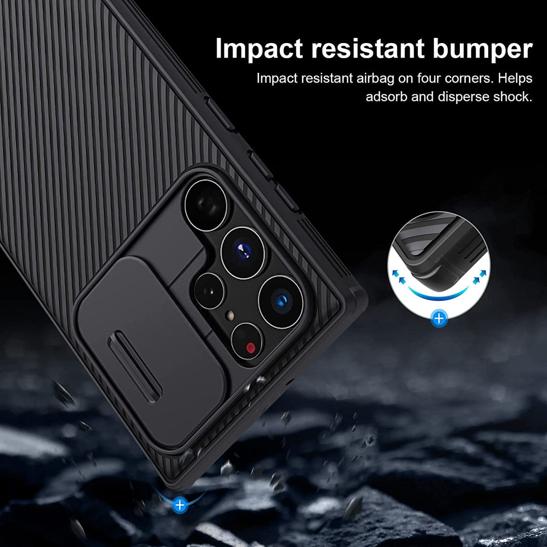 FRATO Samsung S22U Samsung Galaxy S22 Ultra Camshield Case Cover Black