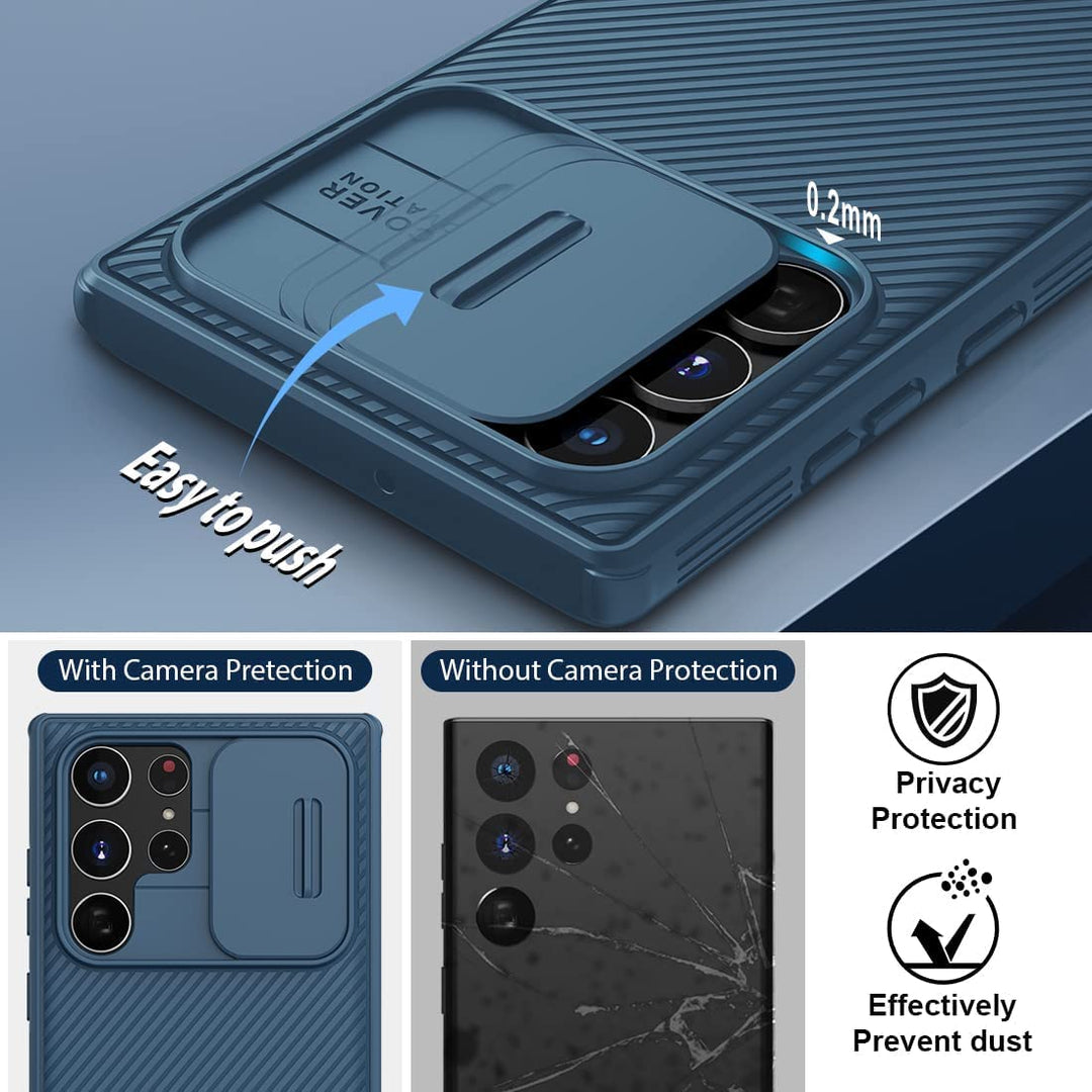 FRATO Samsung S22U Samsung Galaxy S22 Ultra Camshield Case Cover Black