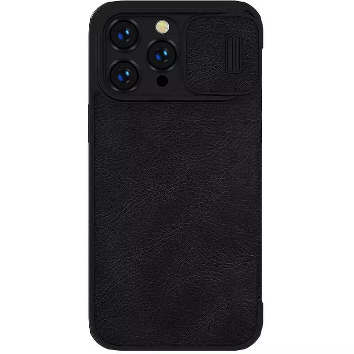 iPhone 13 Pro Camera Protection QIN Leather Flip Case Black