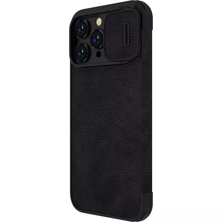 iPhone 14 Pro Camera Protection QIN Leather Flip Case Black