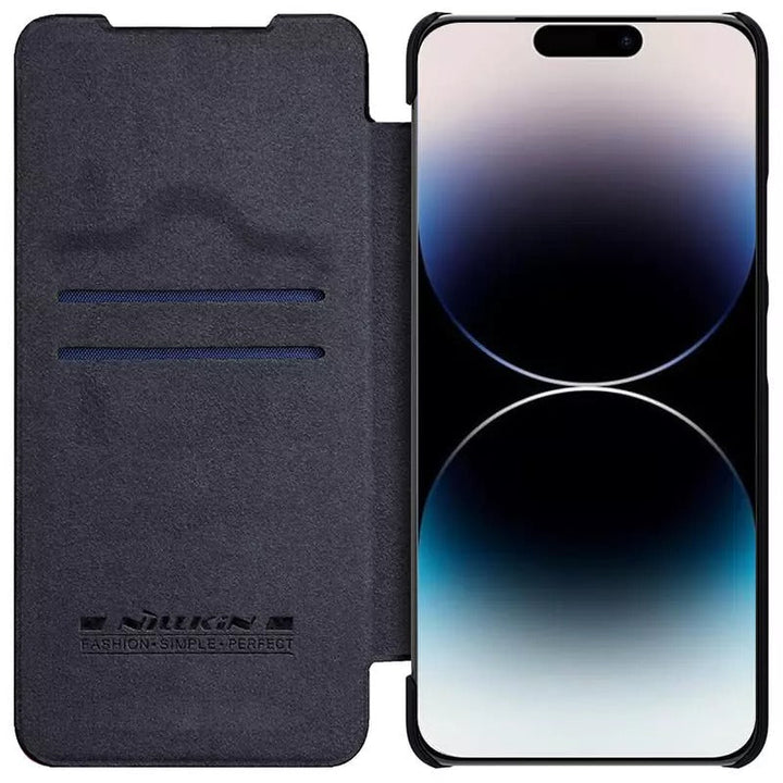 iPhone 14 Pro Camera Protection QIN Leather Flip Case Black