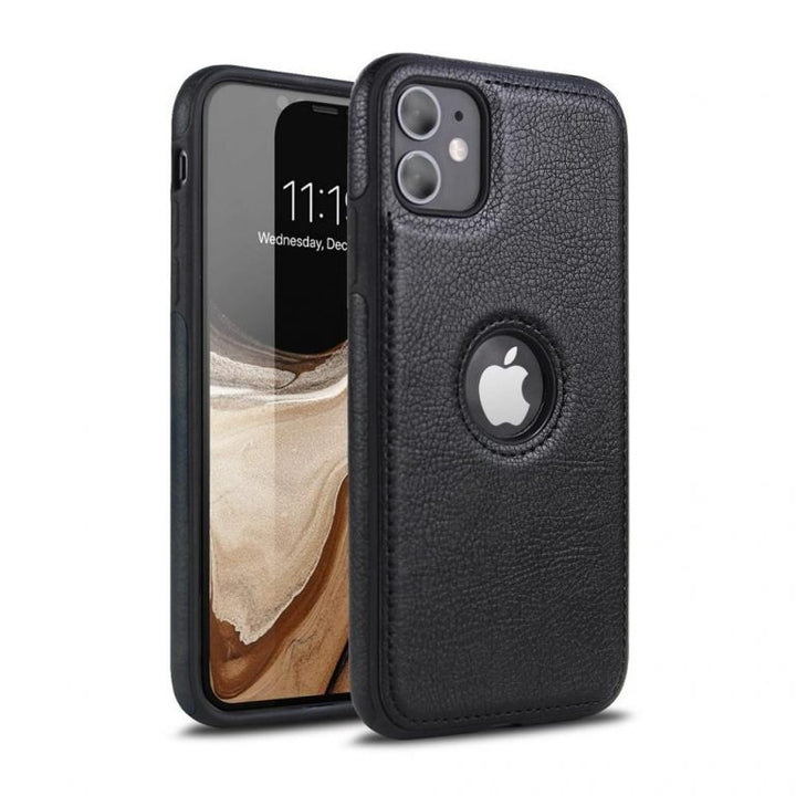 iPhone Luxury Full Leather Logo Cut Back Cover