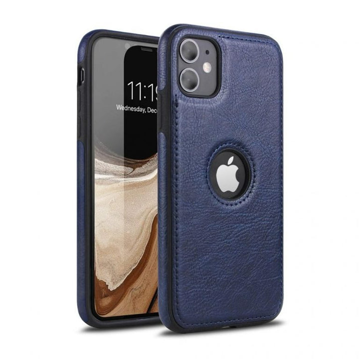 iPhone Luxury Full Leather Logo Cut Back Cover