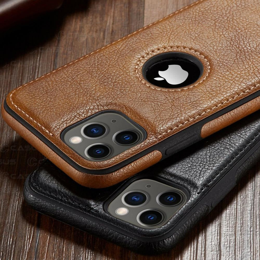 iPhone Luxury Full Leather Logo Cut Back Cover