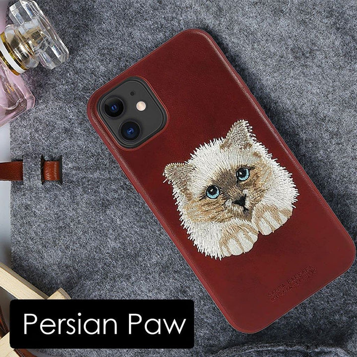 iPhone Luxury Santa Barbara Leather Savana Series Cat Back Cover