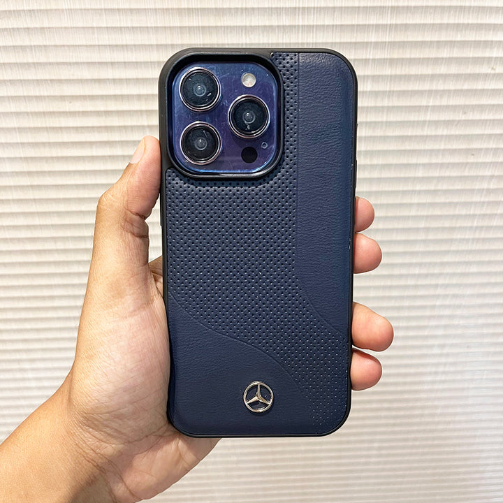 iPhone Mercedes Blue Leather Case Cover