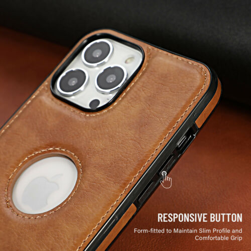 iPhone Luxury Full Leather Logo Cut Back Cover