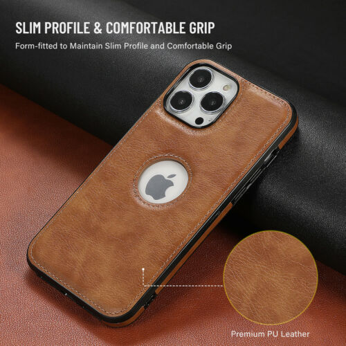 iPhone Luxury Full Leather Logo Cut Back Cover