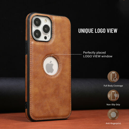 iPhone Luxury Full Leather Logo Cut Back Cover