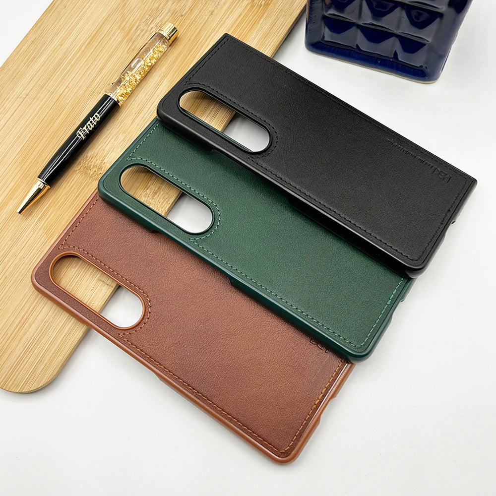 Samsung Z Fold 4 PU Leather Stitch Design Case Cover