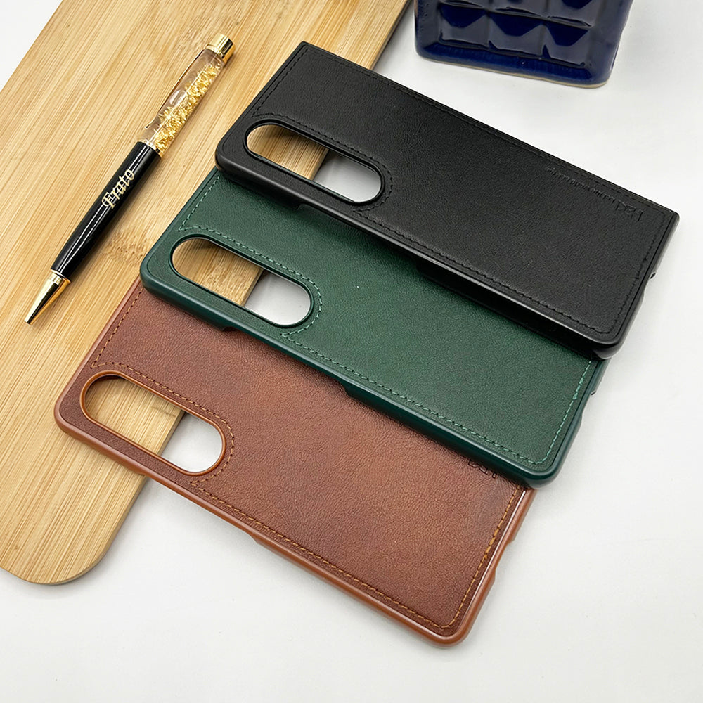 Samsung Z Fold 4 PU Leather Stitch Design Case Cover