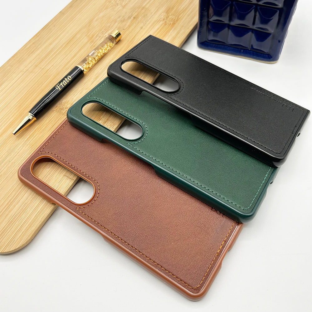 Samsung Z Fold 4 PU Leather Stitch Design Case Cover