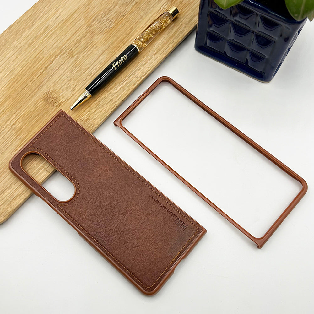 Samsung Z Fold 4 PU Leather Stitch Design Case Cover