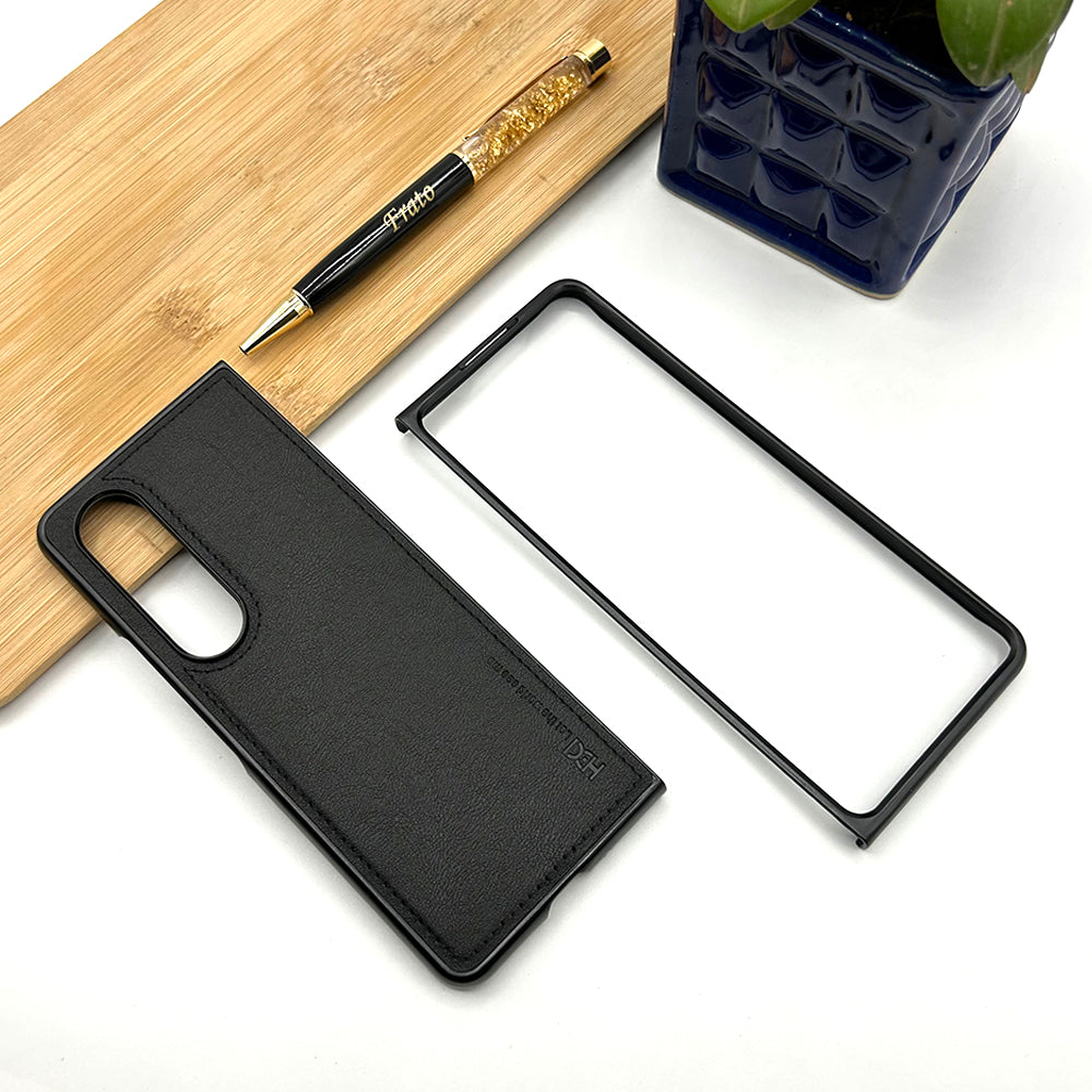 Samsung Z Fold 4 PU Leather Stitch Design Case Cover